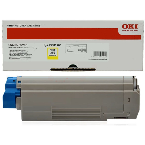 OKI 43381905 Toner yellow, 2.000 pages/5% for OKI C 5600
