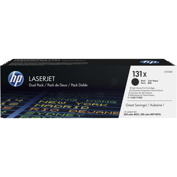 HP CF210XD/131X Toner cartridge black twin pack, 2x2.400 pages ISO/IEC 19798 Pack=2 for HP Pro 200