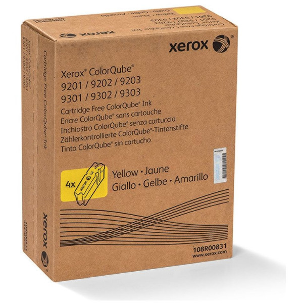 Xerox 108R00835 Dry ink in color-stix yellow Contract, 4x9.250 pages Pack=4 for Xerox ColorQube 9200