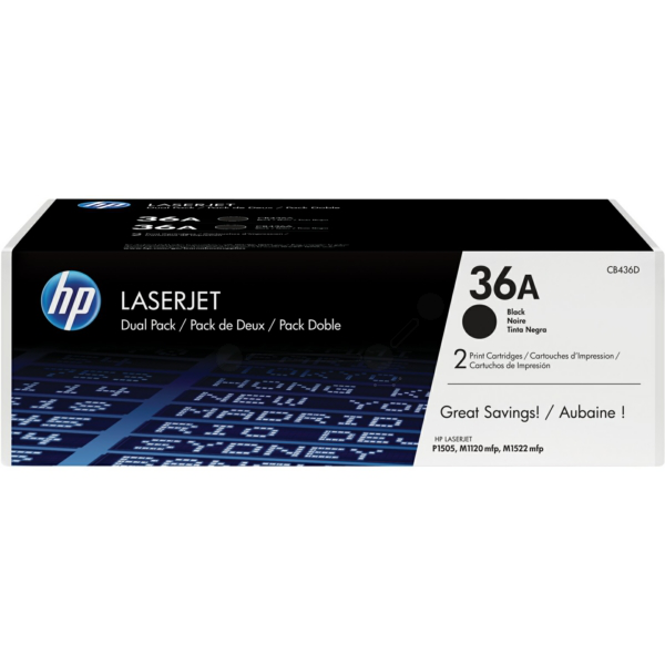 picture HP CB436AD/36A Toner cartridge black twin pack, 2x2.000 pages/5% Pack=2 for HP LaserJet P 1505