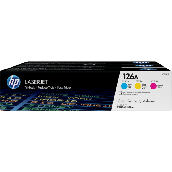 picture HP CF341A/126A Toner Rainbow-Kit (c,m,y), 3x1.000 pages ISO/IEC 19798 Pack=3 for HP LJ Pro CP 1025
