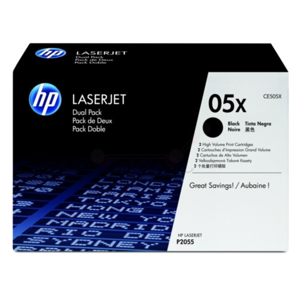 HP CE505XD/05XD Toner cartridge black twin pack, 2x6.500 pages ISO/IEC 19752 Pack=2 for HP LaserJet P 2055