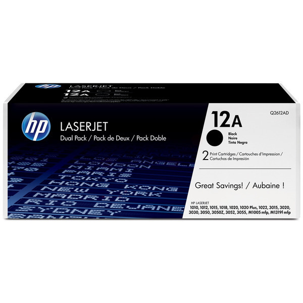 HP Q2612AD/12AD Toner cartridge black twin pack, 2x2.000 pages/5% Pack=2 for Canon LBP-3000
