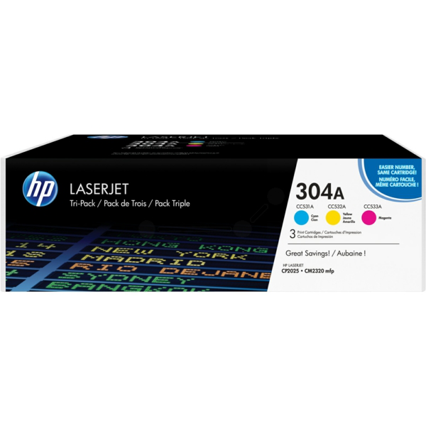HP CF372AM/304A Toner cartridge MultiPack C,M,Y, 3x2.800 pages ISO/IEC 19798 Pack=3 for HP CLJ CP 2025