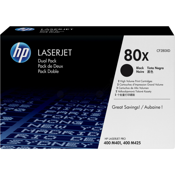 picture HP CF280XD/80X Toner cartridge black high-capacity twin pack, 2x6.900 pages ISO/IEC 19752 Pack=2 for HP Pro 400/e
