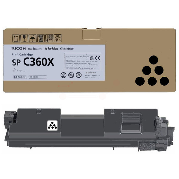 Ricoh 408250/SPC360X Toner-kit black extra High-Capacity, 10.000 pages ISO/IEC 19752 for Ricoh SP C 361