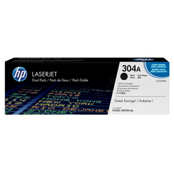 HP CC530AD/304A Toner cartridge black twin pack, 2x3.500 pages/5% Pack=2 for HP CLJ CP 2025