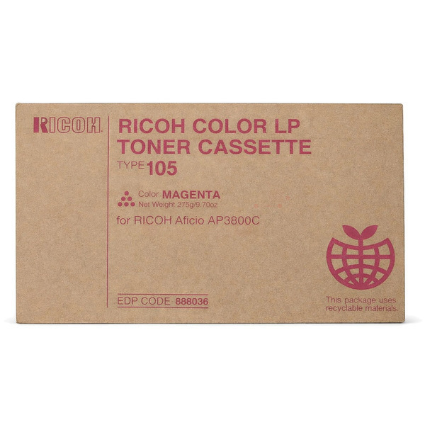 Ricoh 888036/TYPE 105M Toner magenta, 10.000 pages/5% 300 grams for Ricoh Aficio AP 3800 C/CL 7000