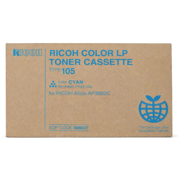 Ricoh 888037/TYPE 105C Toner cyan, 10.000 pages/5% 300 grams for Ricoh Aficio AP 3800 C/CL 7000