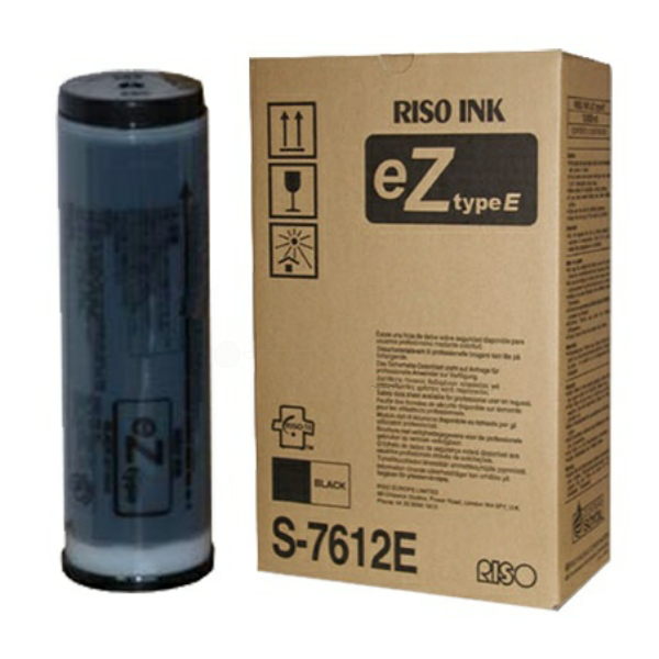 Riso S-7612E Ink black twin pack, 2x10.000 pages 1000ml Pack=2 for Riso RZ 200/230/370