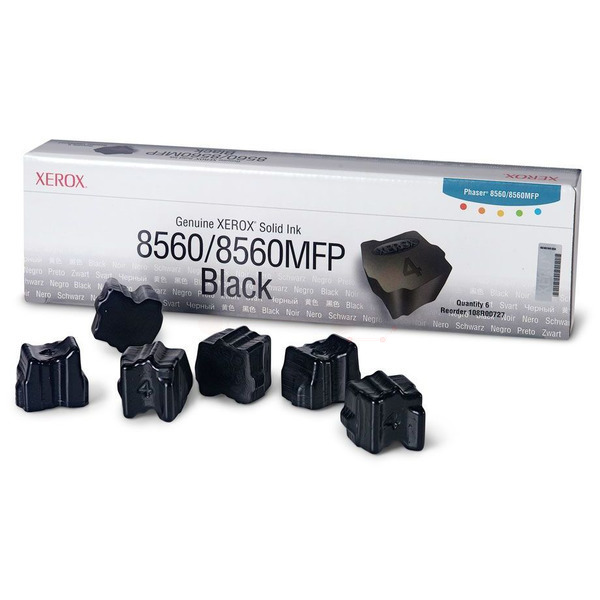 Xerox 108R00727 Dry ink in color-stix black, 6x6.800 pages Pack=6 for Xerox Phaser 8560